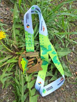 Na zdjęciu widać medal szesnastej edycji półmaratonu dąbrowskiego.